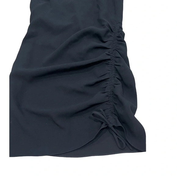 Zara NWT Black Draped Mini Dress with Ruched Tie  & Slit Detailing - Picture 5 of 11